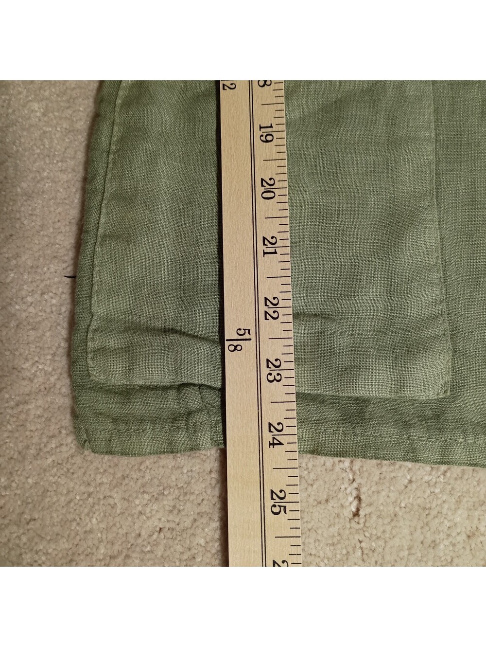 Francesca Bettini 100% Linen Top M Sage Green Short Sleeve Pocket Made in Italy - Picture 8 of 9